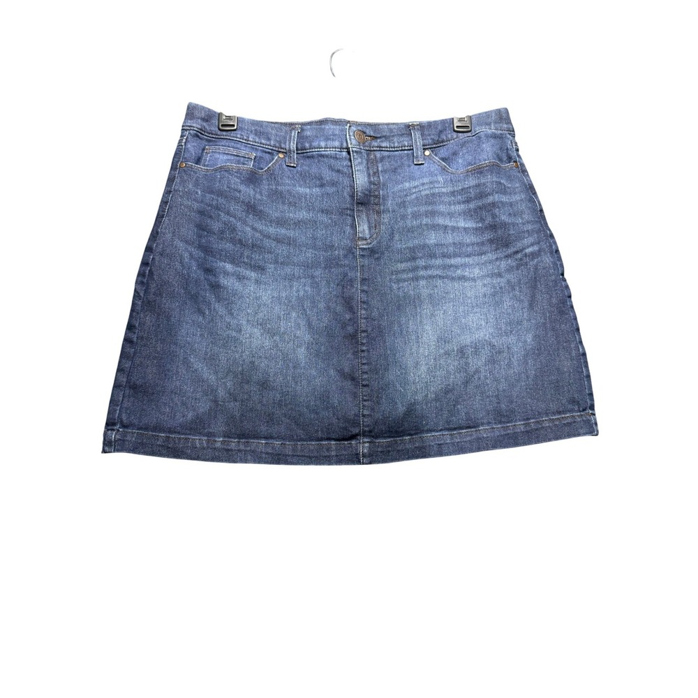 Croft & Barrow Denim Skort Women 16 Blue Excellent Dark Wash Stretch Casual